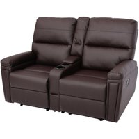 Neuwertig] 2er Kinosessel HHG 371, Relaxsessel Fernsehsessel Sofa, Nosagfederung Getränkehalter Fach Kunstleder braun von HHG