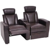 Neuwertig] 2er Kinosessel HHG 837, Relaxsessel Fernsehsessel Zweisitzer Sofa, Staufach Soft Touch Kunstleder braun von HHG