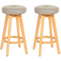 Neuwertig] 2er-Set Barhocker Boras, Barstuhl Tresenhocker, Holz Kunstleder drehbar taupe, helle Beine von HHG
