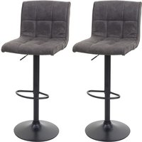Neuwertig] 2er-Set Barhocker HHG 076, Barstuhl Tresenhocker, Wildlederimitat MVG-zertifiziert vintage dunkelgrau von HHG