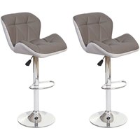 Neuwertig] 2er-Set Barhocker HHG 156, Barstuhl Tresenhocker, höhenverstellbar Kunstleder taupe-grau von HHG