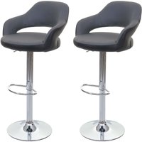 Neuwertig] 2er-Set Barhocker HHG 261, Barstuhl Tresenhocker Drehhocker, mit Lehne Kunstleder grau-schwarz von HHG