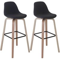 Neuwertig] 2er-Set Barhocker HHG 334, Barstuhl Tresenhocker mit Lehne Textil, dunkelgrau von HHG