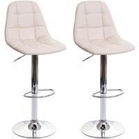 Neuwertig] 2er-Set Barhocker HHG 356, Barstuhl Tresenhocker, MVG-zertifiziert creme-beige, Kunstleder von HHG