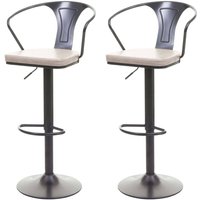 Neuwertig] 2er-Set Barhocker HHG 443b, höhenverstellbar, Armlehne, Tresenhocker Barstuhl Industrial drehbar vintage schwarz-creme von HHG