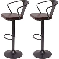 Neuwertig] 2er-Set Barhocker HHG 443b, höhenverstellbar mit Armlehne, Tresenhocker Barstuhl Industrial drehbar vintage schwarz-braun von HHG