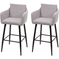Neuwertig] 2er-Set Barhocker HHG 754, Barstuhl Tresenhocker, Fußablage Metall Stoff/Textil hellgrau von HHG