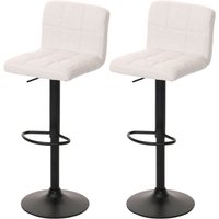 Neuwertig] 2er-Set Barhocker HHG 852, Tresenhocker Barstuhl, höhenverstellbar drehbar, Stoff Boucle (450g/m²) mvg creme-weiß von HHG