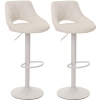 Neuwertig] 2er-Set Barhocker HHG 920, Barstuhl Tresenhocker, Fußablage drehbar, Kunstleder Metall weiß von HHG