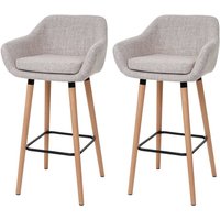 HHG - neuwertig] 2er-Set Barhocker Vaasa T381, Barstuhl Tresenhocker Textil, creme grau von HHG