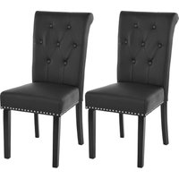 Neuwertig] 2er-Set Esszimmerstuhl Chesterfield Edinburgh ii, Stuhl Küchenstuhl, Nieten Kunstleder, schwarz, dunkle Beine von HHG