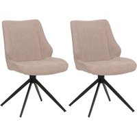 Neuwertig] 2er-Set Esszimmerstuhl HHG 026, Küchenstuhl, drehbar Auto-Return, Stoff/Textil Chenille (320g/m²) Öko-Tex beige von HHG