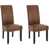 Neuwertig] 2er-Set Esszimmerstuhl HHG 051, Stuhl Küchenstuhl Lehnstuhl Massivholz Stoff/Textil Wildlederoptik, schwarze Beine von HHG