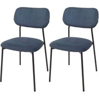 Neuwertig] 2er-Set Esszimmerstuhl HHG 064, Küchenstuhl Polsterstuhl Stuhl, Cord (330g/m²) Stoff/Textil Metall blau von HHG