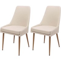 Neuwertig] 2er-Set Esszimmerstuhl HHG 069, Küchenstuhl Polsterstuhl Stuhl, Stoff/Textil (280g/m²) Metall beige von HHG