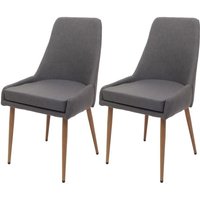 Neuwertig] 2er-Set Esszimmerstuhl HHG 069, Küchenstuhl Polsterstuhl Stuhl, Stoff/Textil (280g/m²) Metall dunkelgrau von HHG