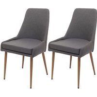 Neuwertig] 2er-Set Esszimmerstuhl HHG 069, Küchenstuhl Polsterstuhl Stuhl, Stoff/Textil (280g/m²) Metall dunkelgrau von HHG