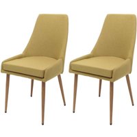 Neuwertig] 2er-Set Esszimmerstuhl HHG 069, Küchenstuhl Polsterstuhl Stuhl, Stoff/Textil (280g/m²) Metall grün von HHG