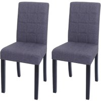 Neuwertig] 2er-Set Esszimmerstuhl HHG 142b, Küchenstuhl Polsterstuhl Lehnstuhl, Stoff/Textil (280g/m²), dunkelgrau von HHG