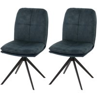 Neuwertig] 2er-Set Esszimmerstuhl HHG 178, Küchenstuhl Lehnstuhl, drehbar Auto-Position, Metall Stoff/Textil blau von HHG