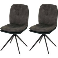 Neuwertig] 2er-Set Esszimmerstuhl HHG 178, Küchenstuhl Lehnstuhl, drehbar Auto-Position, Metall Stoff/Textil grün von HHG