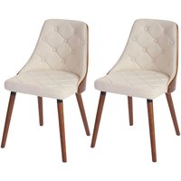 Neuwertig] 2er-Set Esszimmerstuhl HHG 414, Besucherstuhl Küchenstuhl, Walnuss-Optik Bugholz Kunstleder creme von HHG