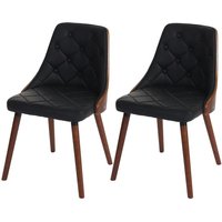 Neuwertig] 2er-Set Esszimmerstuhl HHG 414, Besucherstuhl Küchenstuhl, Walnuss-Optik Bugholz Kunstleder schwarz von HHG