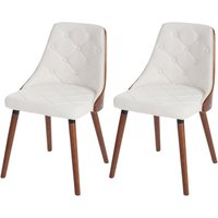 Neuwertig] 2er-Set Esszimmerstuhl HHG 414, Besucherstuhl Küchenstuhl, Walnuss-Optik Bugholz Kunstleder weiß von HHG