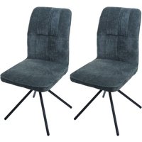 Neuwertig] 2er-Set Esszimmerstuhl HHG 432, Küchenstuhl, drehbar Auto-Return, Stoff/Textil Chenille (340g/m²) Öko-Tex blau-grün von HHG