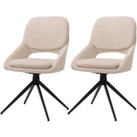 Neuwertig] 2er-Set Esszimmerstuhl HHG 617, Küchenstuhl, drehbar Auto-Return, Stoff/Textil Chenille (490g/m²) Öko-Tex creme-beige von HHG