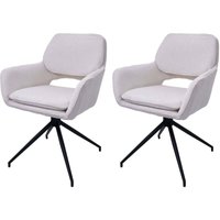 Neuwertig] 2er-Set Esszimmerstuhl HHG 638, Küchenstuhl, drehbar Auto-Return, Stoff Bouclé (540g/m²) Öko-Tex creme von HHG