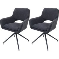 Neuwertig] 2er-Set Esszimmerstuhl HHG 638, Küchenstuhl, drehbar Auto-Return, Stoff Bouclé (540g/m²) Öko-Tex dunkelgrau von HHG