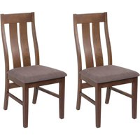 Neuwertig] 2er-Set Esszimmerstuhl HHG 675, Küchenstuhl Lehnstuhl Stuhl, Stoff/Textil Massiv-Holz dunkles Gestell, taupe von HHG