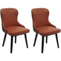 HHG - neuwertig] 2er-Set Esszimmerstuhl 713, Polsterstuhl Küchenstuhl Lehnstuhl Stuhl, Stoff/Textil Massiv-Holz terracotta-braun von HHG