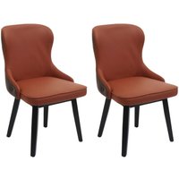 Neuwertig] 2er-Set Esszimmerstuhl HHG 713, Polsterstuhl Küchenstuhl Lehnstuhl Stuhl, Stoff/Textil Massiv-Holz terracotta-braun von HHG