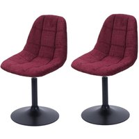 Neuwertig] 2er-Set Esszimmerstuhl HHG 837, Küchenstuhl Stuhl Drehstuhl, Stahl mvg Stoff/Textil Chenille (465g/m²) bordeaux von HHG