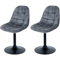Neuwertig] 2er-Set Esszimmerstuhl HHG 837, Küchenstuhl Stuhl Drehstuhl, Stahl mvg Stoff/Textil Chenille (465g/m²) dunkelgrau von HHG