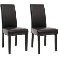 Neuwertig] 2er-Set Esszimmerstuhl HHG 921, Stuhl Küchenstuhl Lehnstuhl Massivholz Kunstleder schwarz-braun, schwarze Beine von HHG