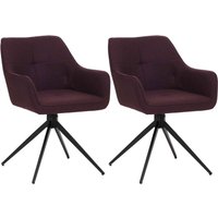 Neuwertig] 2er-Set Esszimmerstuhl HHG 983, Küchenstuhl Armlehne, drehbar Auto-Return, Stoff/Textil (270g/m²) bordeaux von HHG
