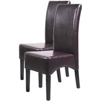 Neuwertig] 2er-Set Esszimmerstuhl Küchenstuhl Stuhl Crotone, leder braun, dunkle Beine von HHG