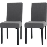 Neuwertig] 2er-Set Esszimmerstuhl Littau, Stuhl Küchenstuhl Hochlehner, Stoff/Textil Cord Holz dunkelgrau, dunkle Beine von HHG