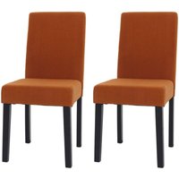 Neuwertig] 2er-Set Esszimmerstuhl Littau, Stuhl Küchenstuhl Hochlehner, Stoff/Textil Cord Holz terrakotta, dunkle Beine von HHG
