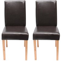 Neuwertig] 2er-Set Esszimmerstuhl Stuhl Küchenstuhl Littau Kunstleder, braun, helle Beine - brown von HHG