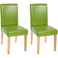Neuwertig] 2er-Set Esszimmerstuhl Stuhl Küchenstuhl Littau Kunstleder, grün, helle Beine - green von HHG