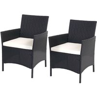 Neuwertig] 2er-Set Poly-Rattan Gartensessel Hamar, Korbsessel anthrazit, Kissen creme von HHG