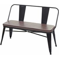 HHG - neuwertig] 2er Sitzbank 438, Zweisitzer Garderobenbank Esszimmerbank Industrie-Design Vintage Kunstleder schwarz-braun - brown von HHG