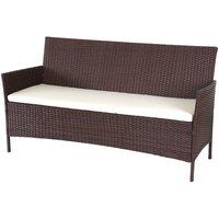 Neuwertig] 3-Sitzer Poly-Rattan Gartenbank Hamar, Sitzbank braun-meliert, Kissen creme - brown von HHG