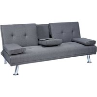 Neuwertig] 3er-Sofa HHG 179, Couch Schlafsofa Gästebett, Tassenhalter verstellbar 97x166cm Textil, dunkelgrau - grey von HHG