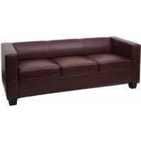 Neuwertig] 3er Sofa Lille Kunstleder, rot-braun - brown von HHG