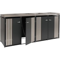Neuwertig] 4er-Mülltonnenverkleidung HHG 384, Mülltonnenbox mit Pflanzkasten, Metall 125x260x84cm 95kg anthrazit Edelstahl von HHG